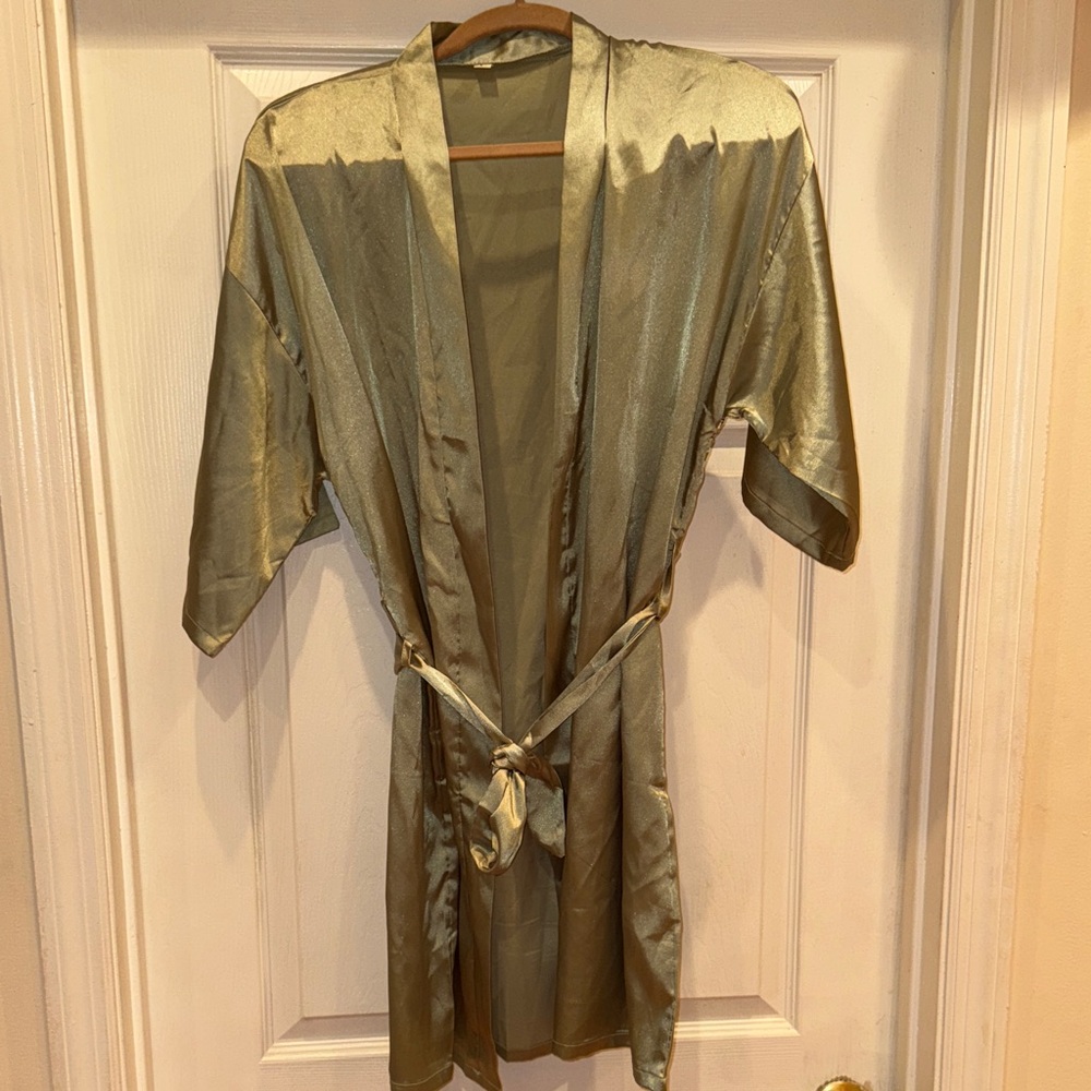 Elegant OLIVE GREEN Satin Robe